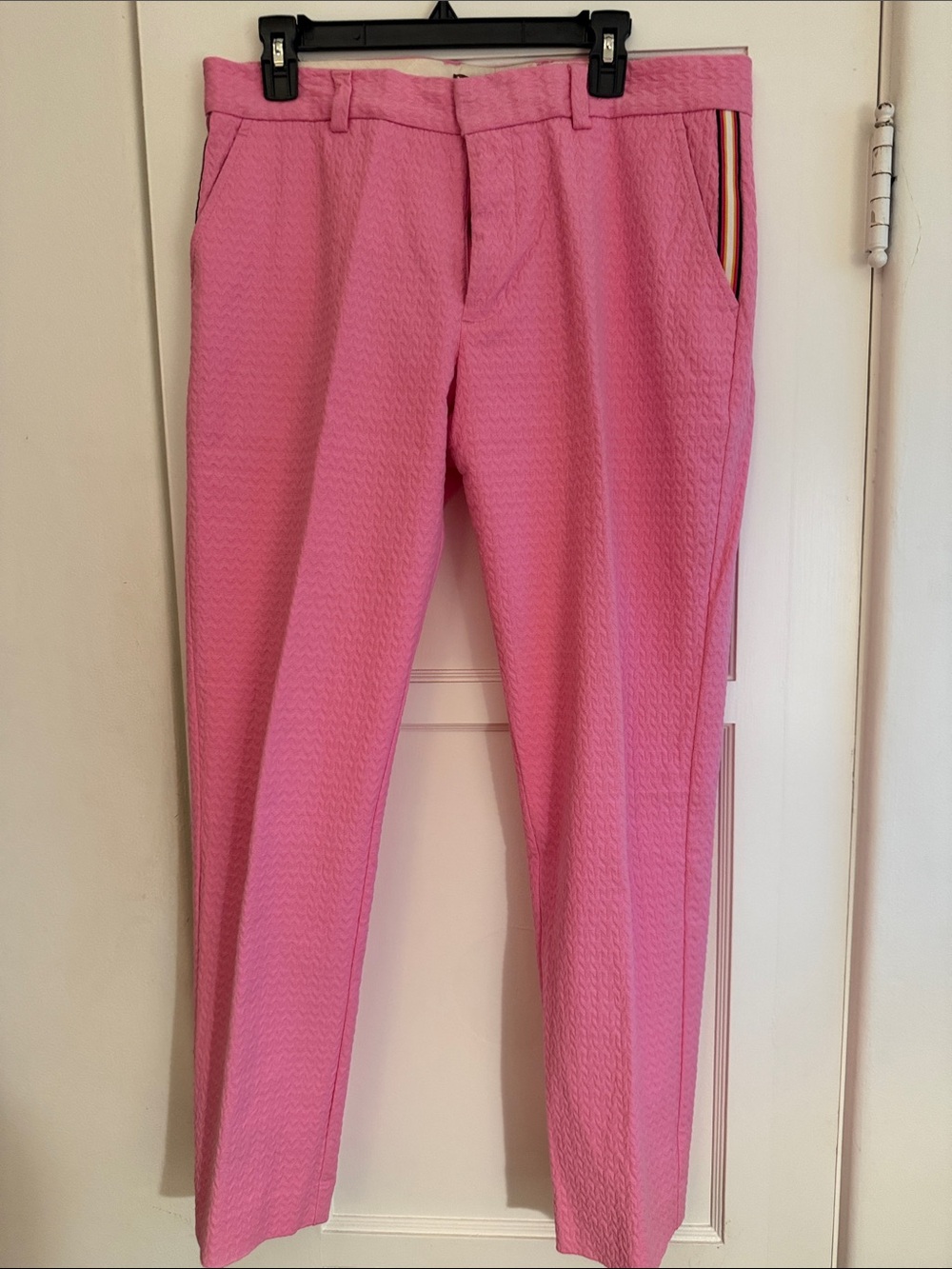 Men's Pink Textured Dress Trousers